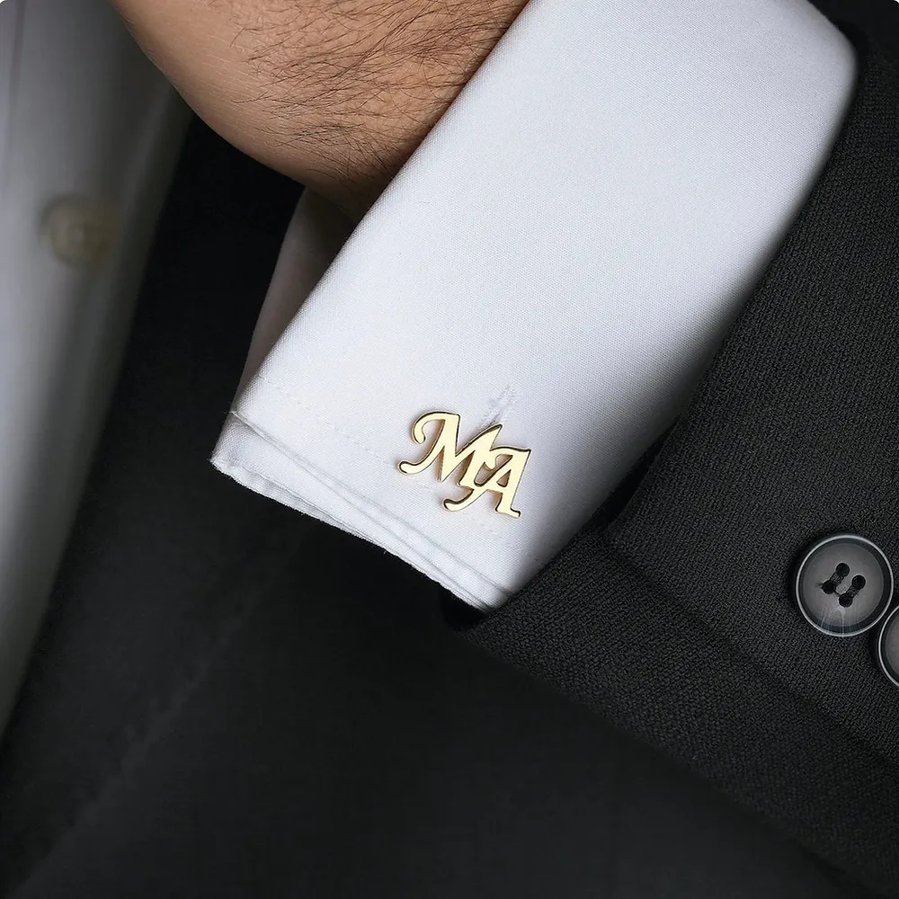 Gold & Silver Personalised Double Letter Cufflink - FKJCFLU6277 - Image 12
