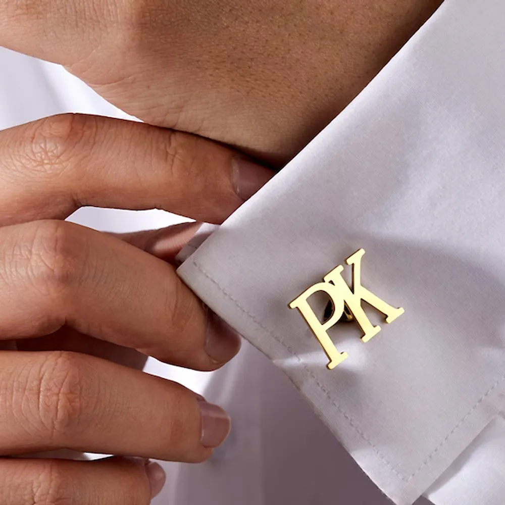 Gold & Silver Personalised Double Letter Cufflink - FKJCFLU6277 - Image 2