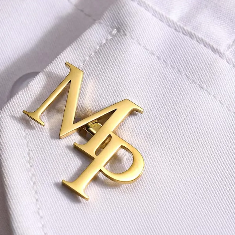 Gold & Silver Personalised Double Letter Cufflink - FKJCFLU6277 - Image 3