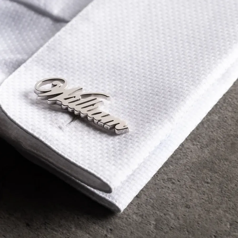 Gold & Silver Personalised Name Cutting Cufflink - FKJCFLU6279 - Image 3