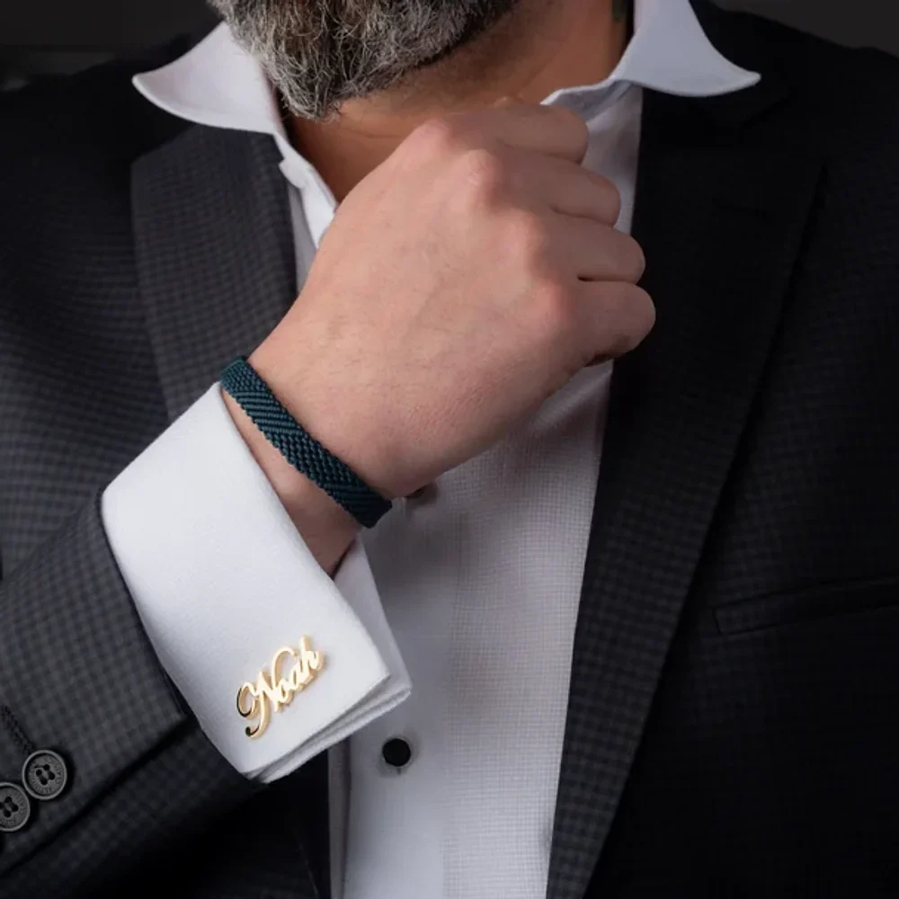 Gold & Silver Personalised Name Cutting Cufflink - FKJCFLU6279 - Image 6