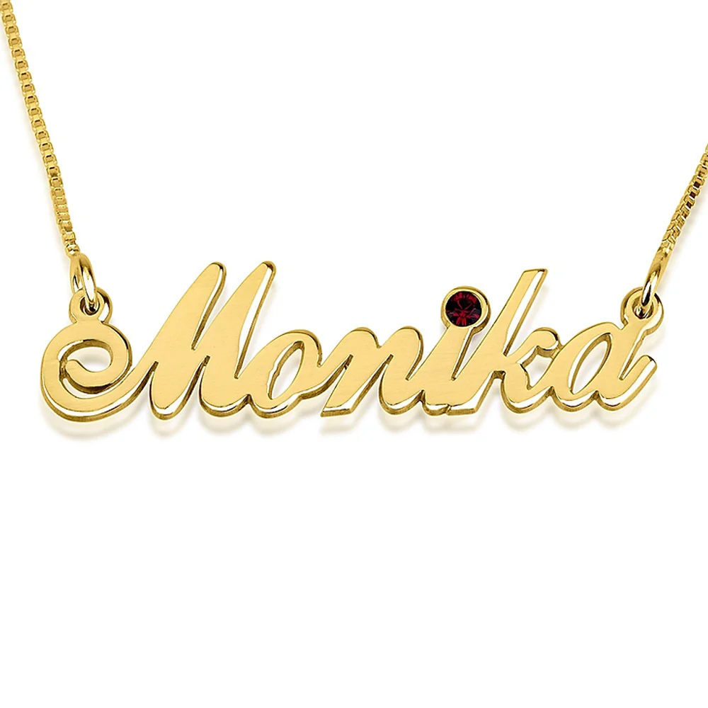 Gold & Silver Personalized Birthstone Name Necklace - FKJNKLU6176 - Image 2