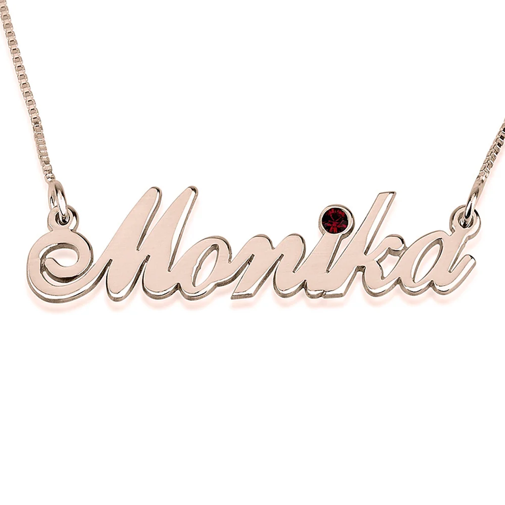 Gold & Silver Personalized Birthstone Name Necklace - FKJNKLU6176 - Image 4