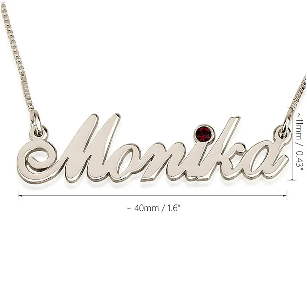 Gold & Silver Personalized Birthstone Name Necklace - FKJNKLU6176 - Image 5