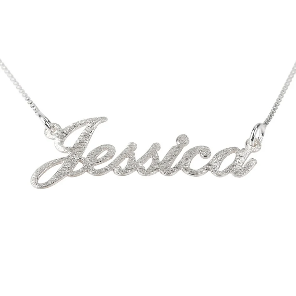 Gold & Silver Personalized Brushed Name Necklace - FKJNKLU6181 - Image 3