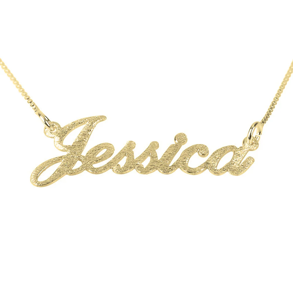Gold & Silver Personalized Brushed Name Necklace - FKJNKLU6181 - Image 4