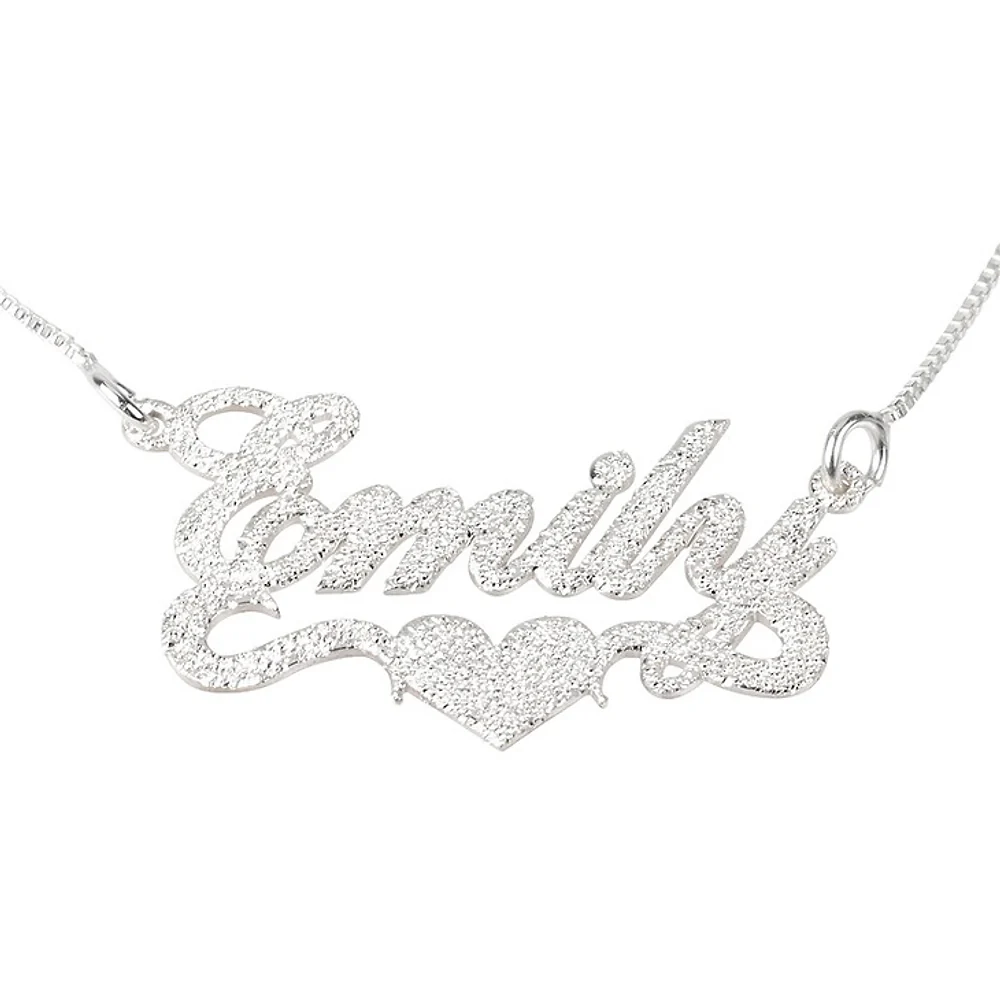 Gold & Silver Personalized Brushed Name with Heart Necklace - FKJNKLU6173 - Image 3