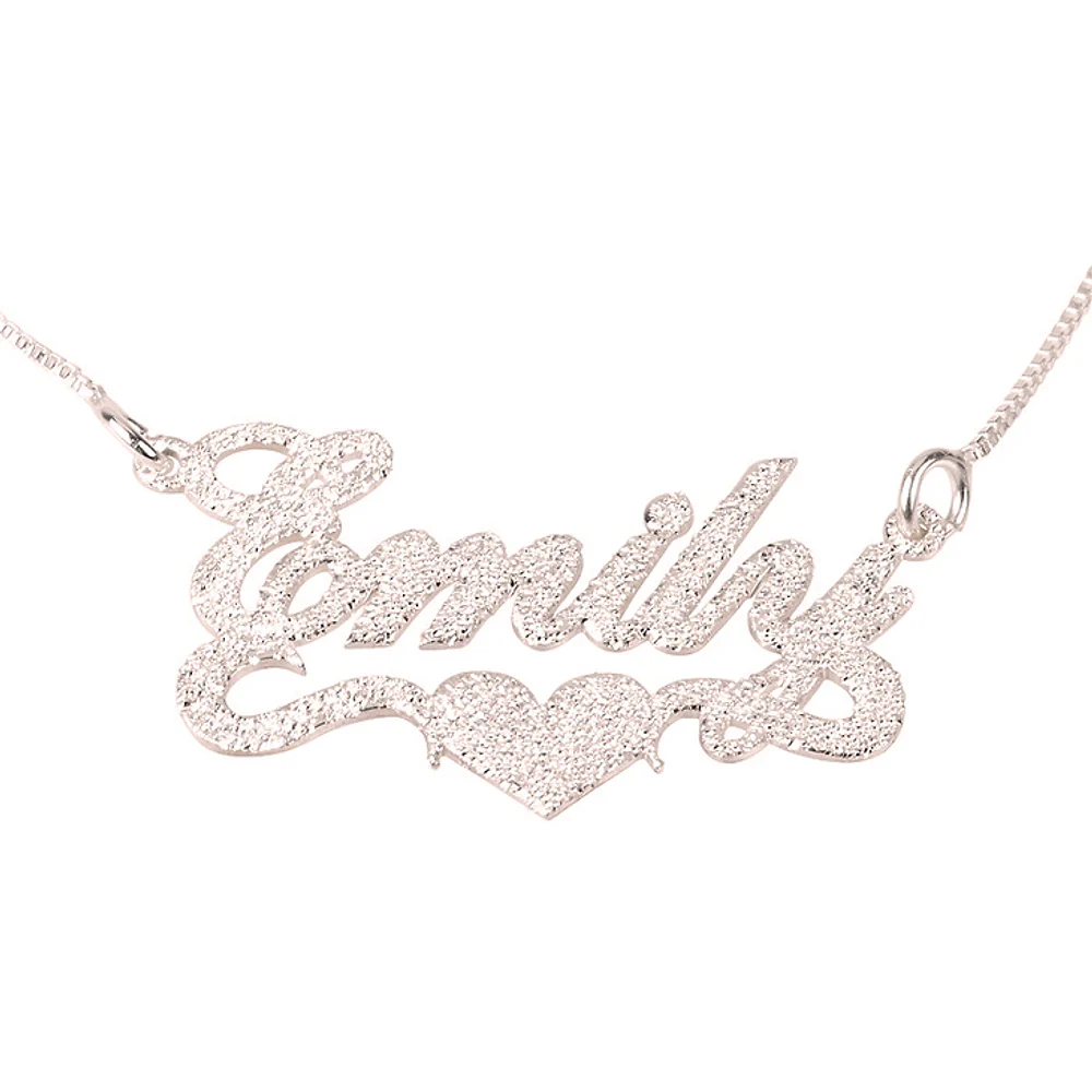 Gold & Silver Personalized Brushed Name with Heart Necklace - FKJNKLU6173 - Image 4
