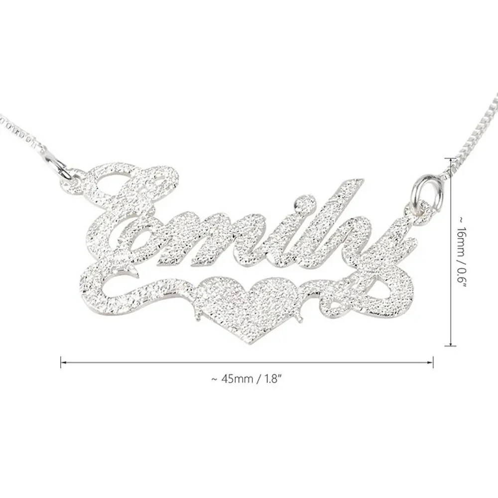 Gold & Silver Personalized Brushed Name with Heart Necklace - FKJNKLU6173 - Image 6
