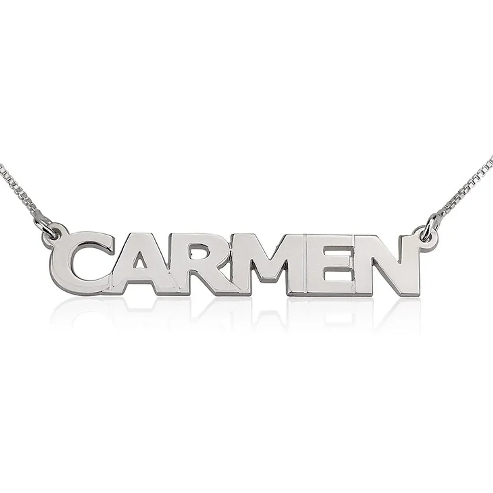Gold & Silver Personalized Capital Letter Name Necklace - FKJNKLU6177 - Image 7
