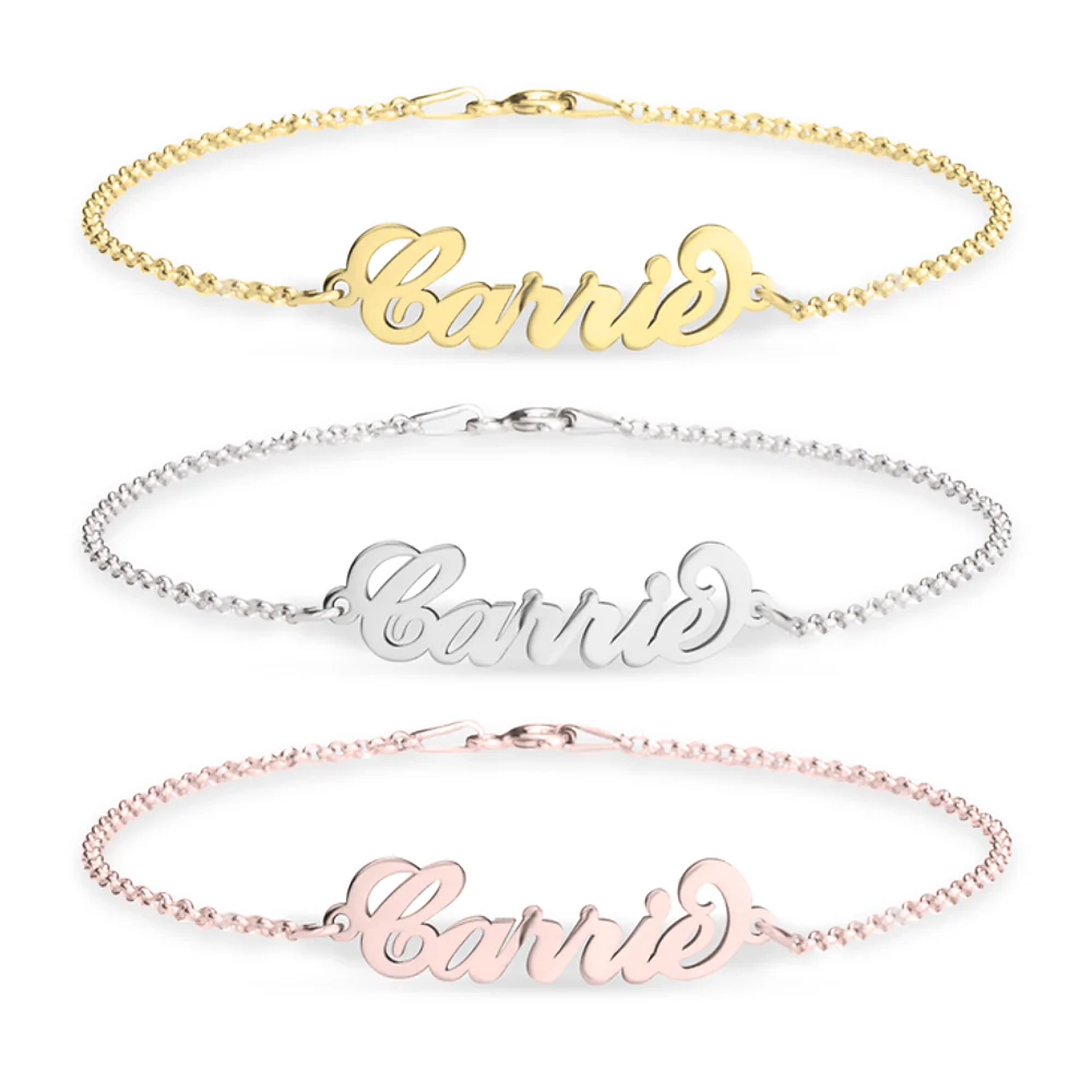 Gold & Silver Personalized Carrie Style Name Bracelet - FKJBRLU6262 - Image 6