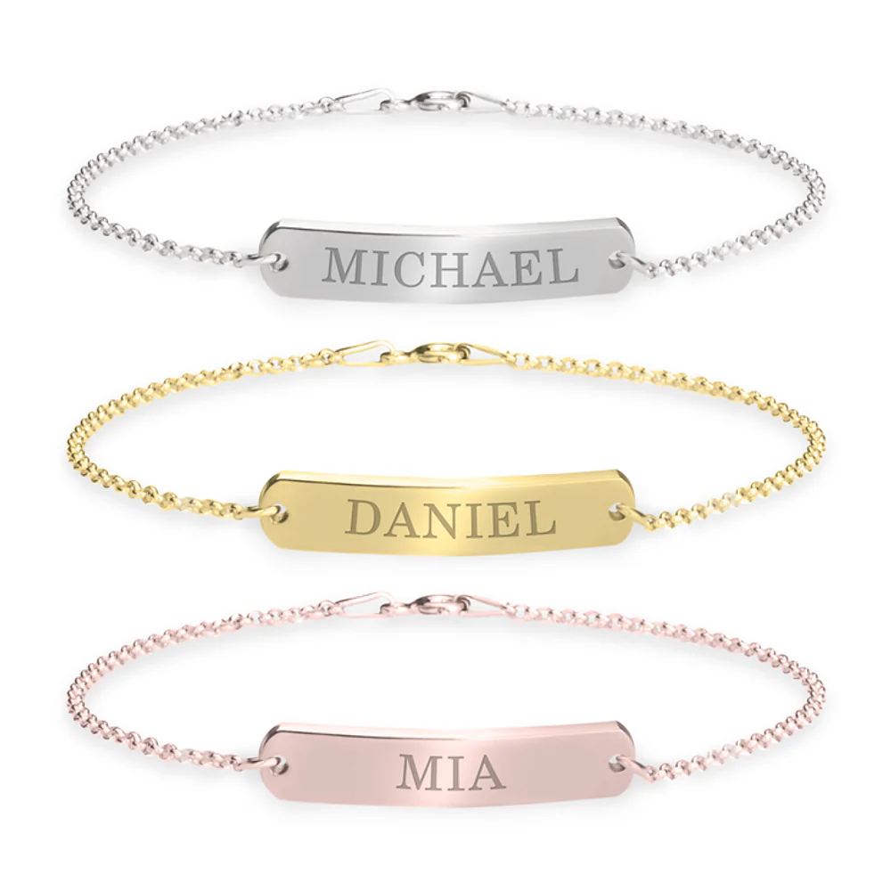 Gold & Silver Personalized Classic Name Bar Bracelet - FKJBRLU6266