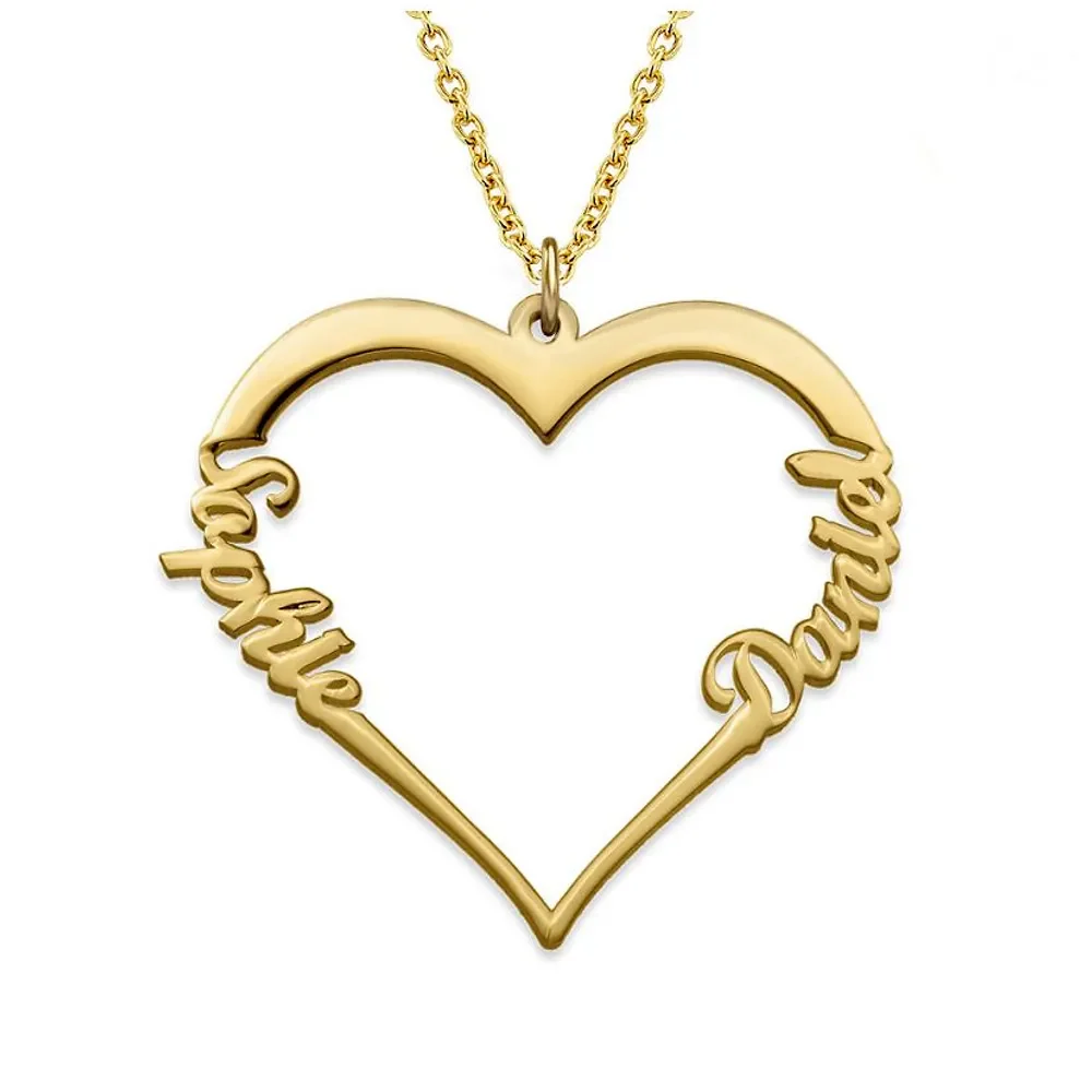 Gold & Silver Personalized Couple Name Heart Necklace - FKJNKLU6154 - Image 3
