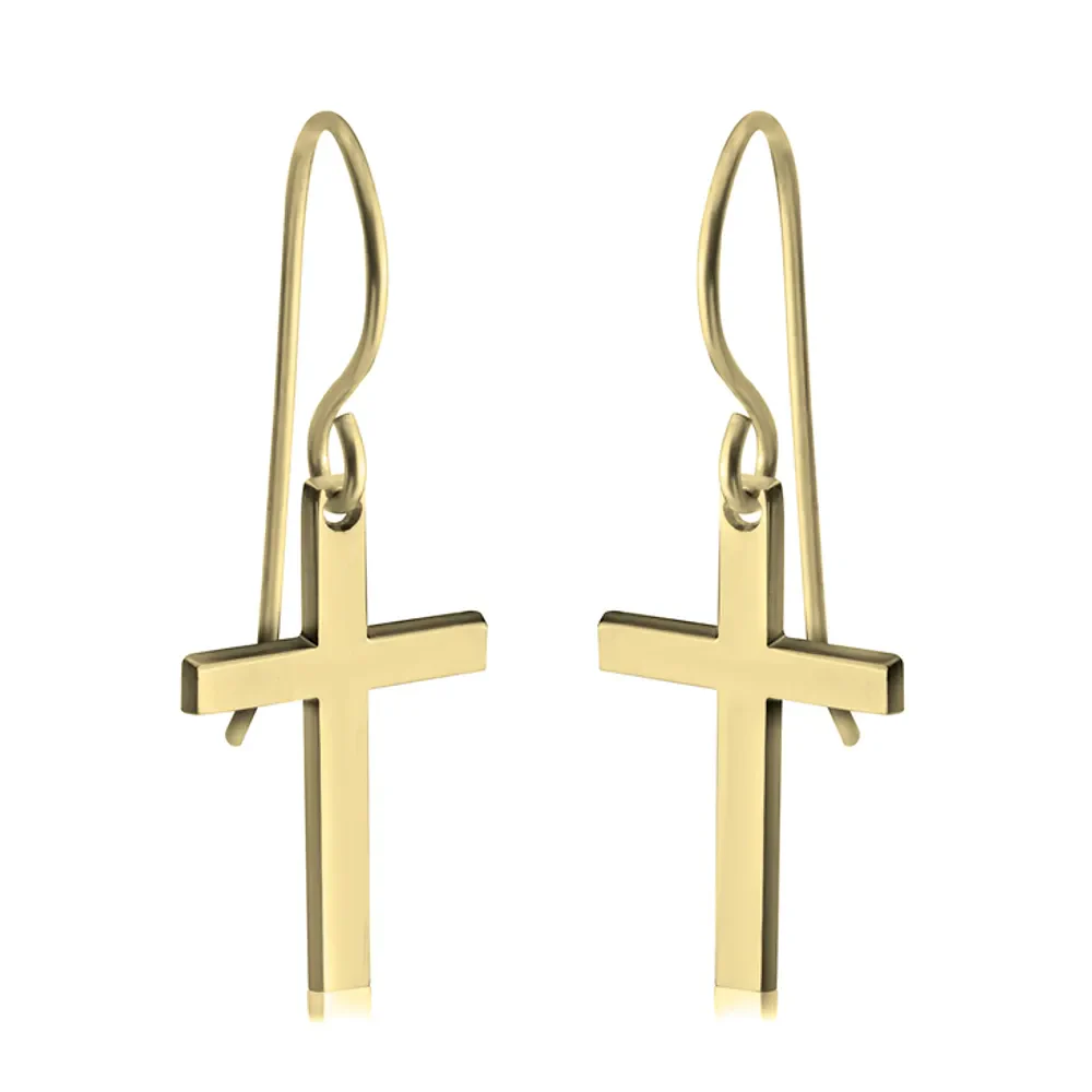 Gold & Silver Personalized Cross Name Earrings - FKJERNU6251 - Image 2