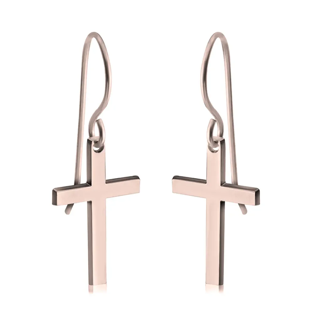 Gold & Silver Personalized Cross Name Earrings - FKJERNU6251 - Image 6