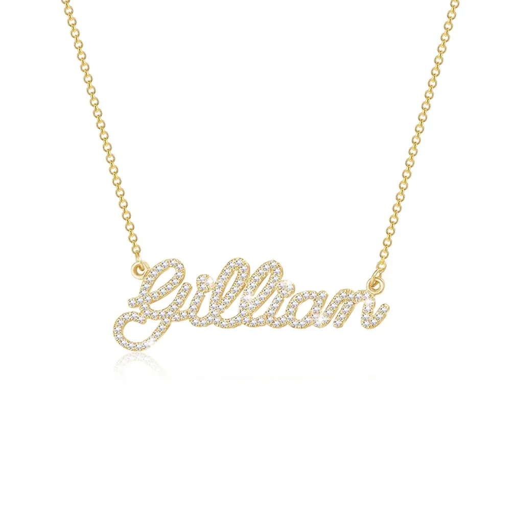 Gold & Silver Personalized Crystal Name Necklace - FKJNKLU6167 - Image 2