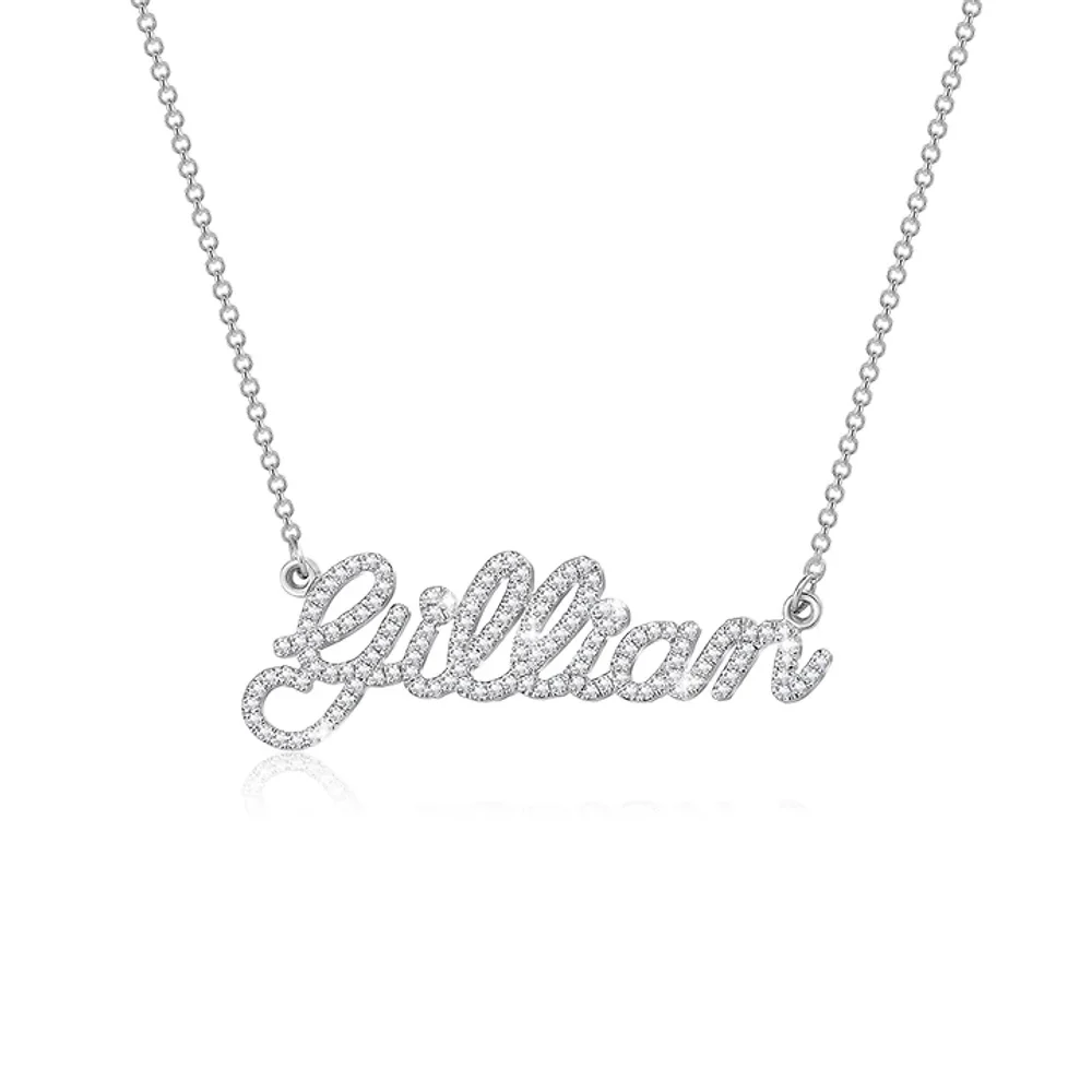 Gold & Silver Personalized Crystal Name Necklace - FKJNKLU6167 - Image 3