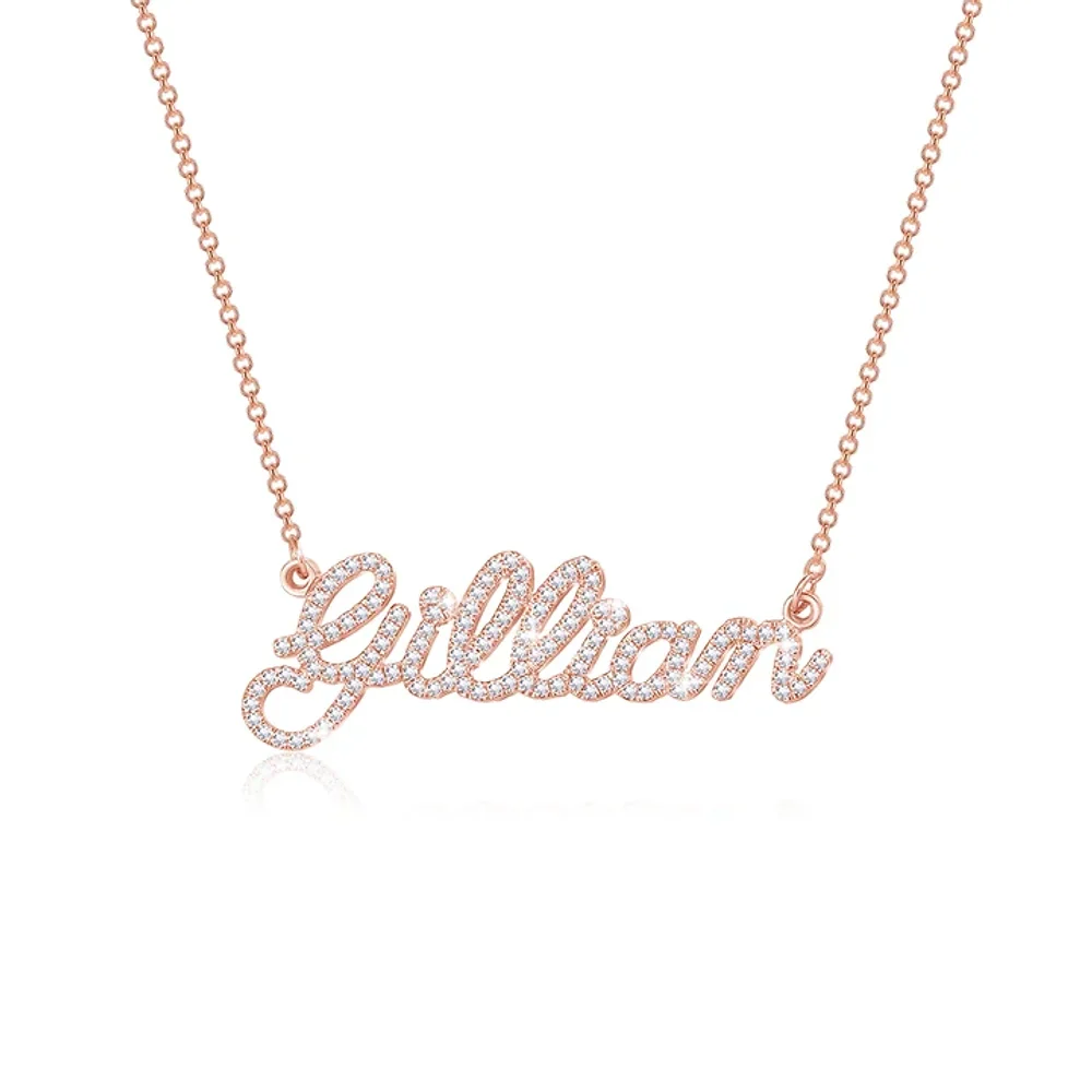 Gold & Silver Personalized Crystal Name Necklace - FKJNKLU6167 - Image 4
