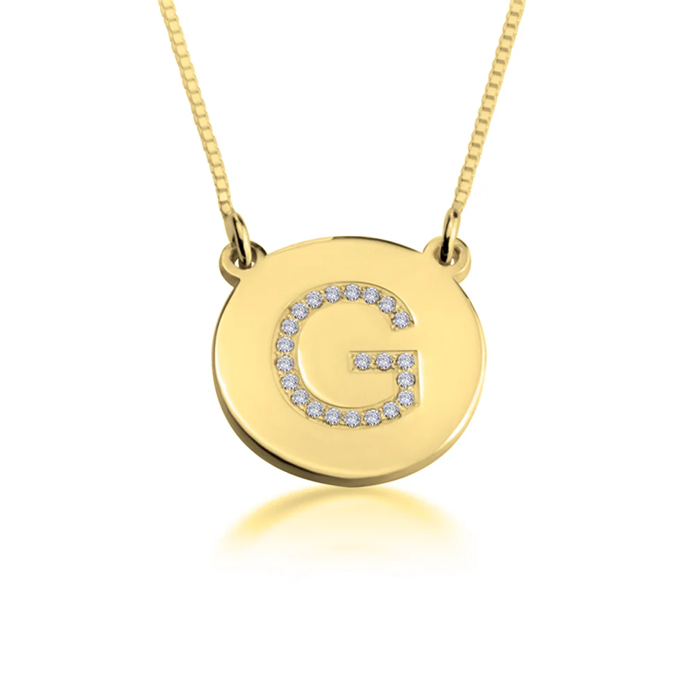 Gold & Silver Personalized Cubic Zirconia Initial Pendant Necklace - FKJNKLU6195 - Image 3