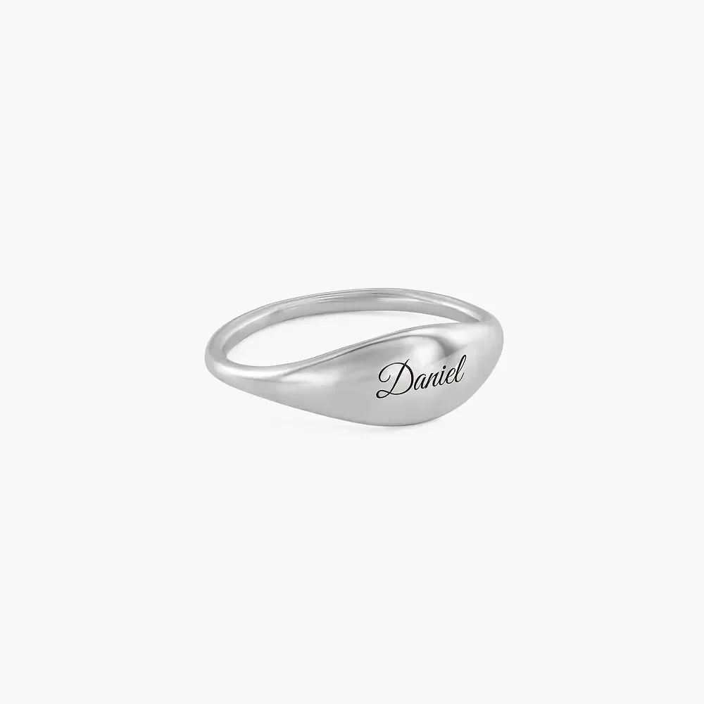 Gold & Silver Personalized Custom Engraved Signet Ring - FKJRNU6223 - Image 4