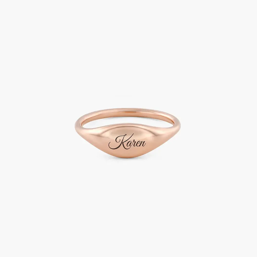 Gold & Silver Personalized Custom Engraved Signet Ring - FKJRNU6223 - Image 9