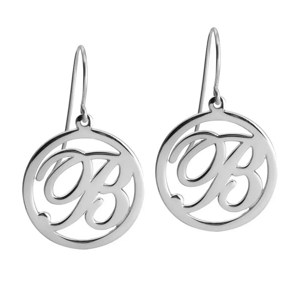 Gold & Silver Personalized Cut Out Initial Drop Earrings - FKJERNU6252 - Image 2