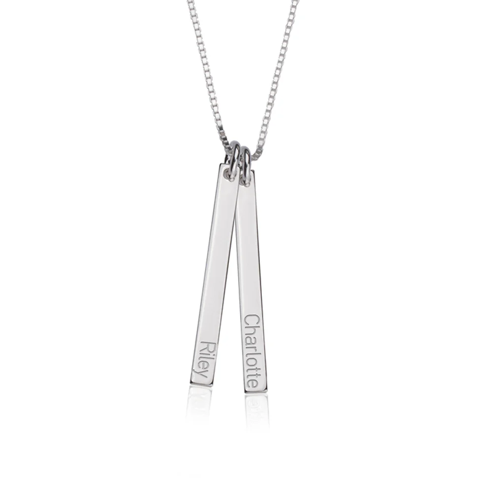 Gold & Silver Personalized Dainty Bar Necklace - FKJNKLU6183 - Image 2