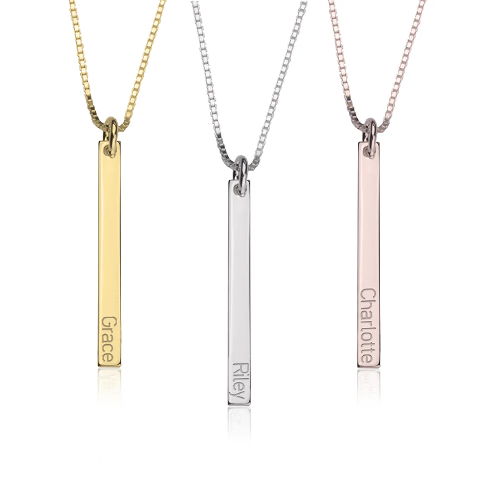 Gold & Silver Personalized Dainty Bar Necklace - FKJNKLU6183 - Image 8