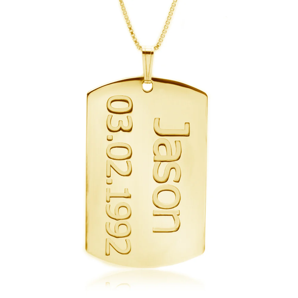 Gold & Silver Personalized Dog Tag Plate with Name and Date - FKJNKLU6203 - Image 2
