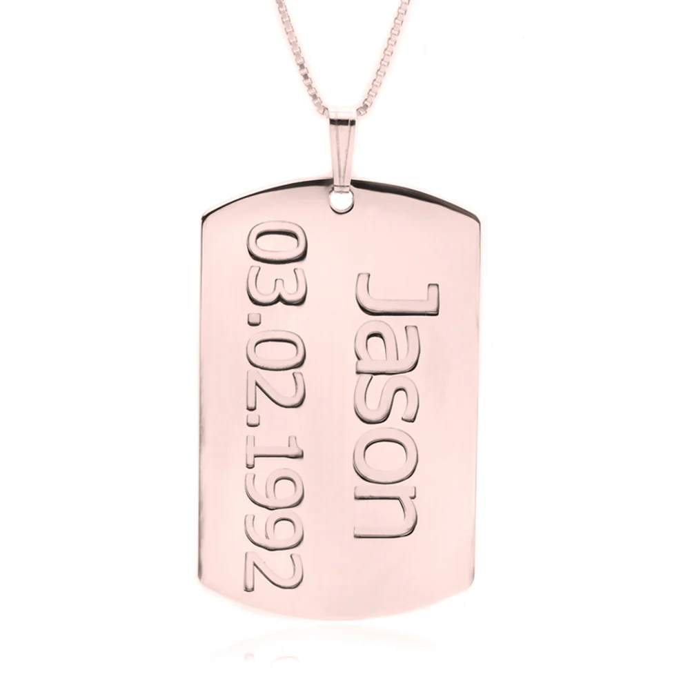 Gold & Silver Personalized Dog Tag Plate with Name and Date - FKJNKLU6203 - Image 3