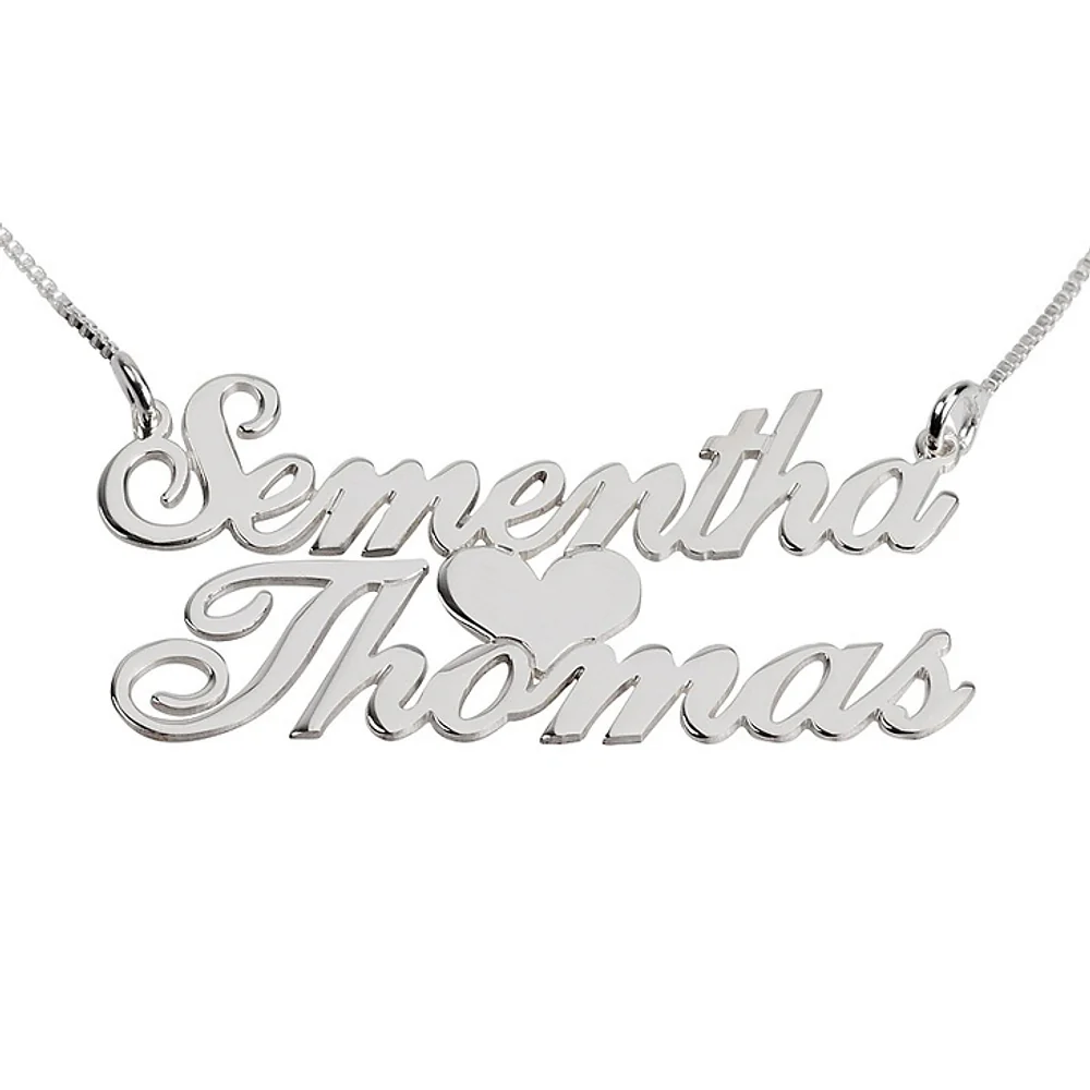 Gold & Silver Personalized Double Name with Heart Necklace - FKJNKLU6172 - Image 3