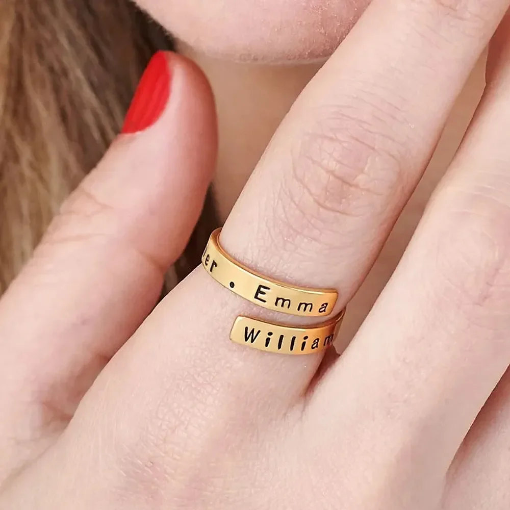 Gold & Silver Personalized Engravable Wrap Ring - FKJRNU6231 - Image 2