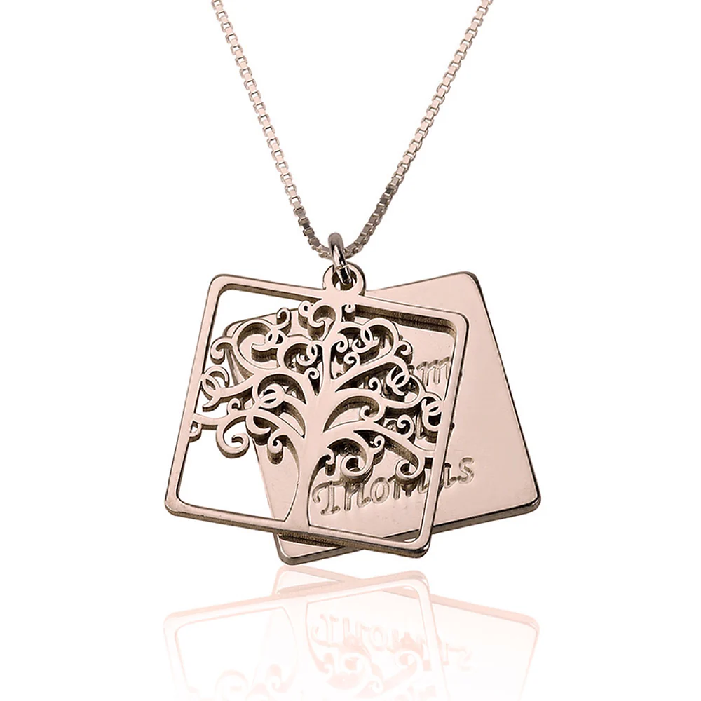 Gold & Silver Personalized Engraved Family Tree Necklace - FKJNKLU6205 - Image 4