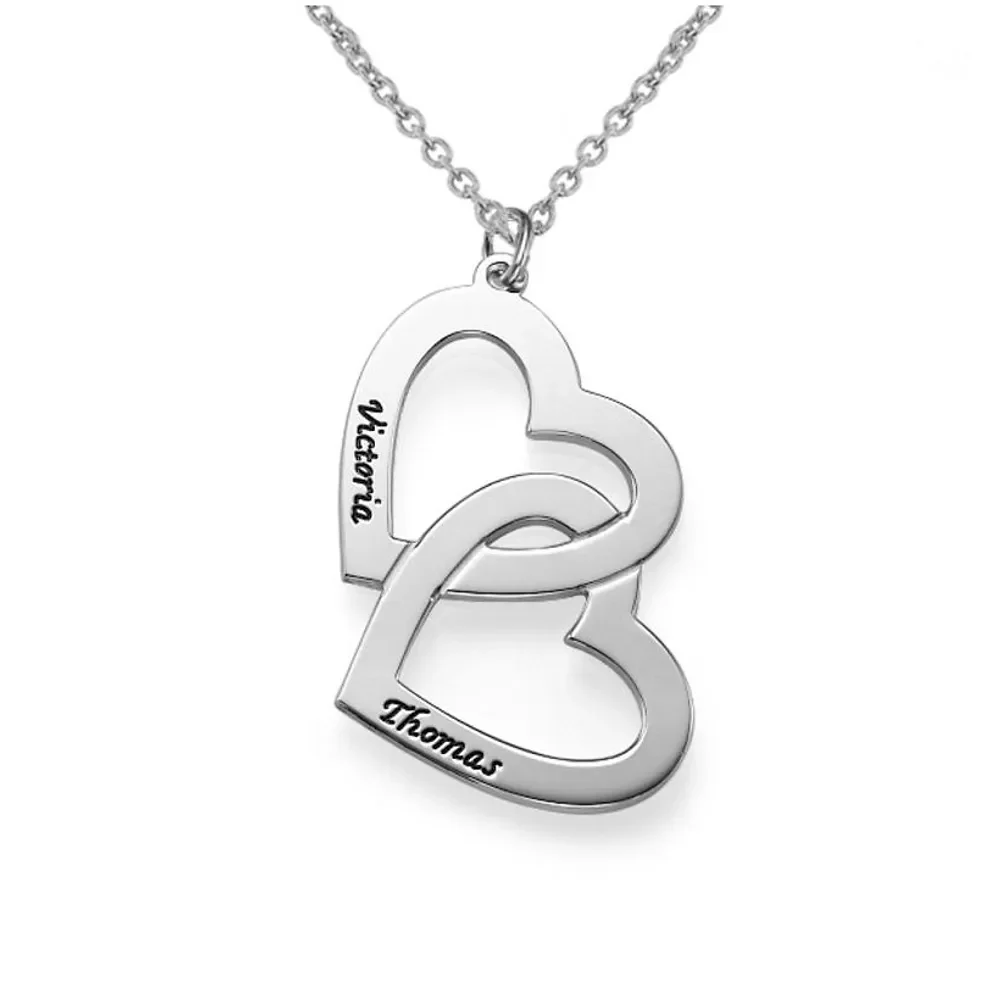 Gold & Silver Personalized Engraved Heart in Heart Necklace - FKJNKLU6175 - Image 2