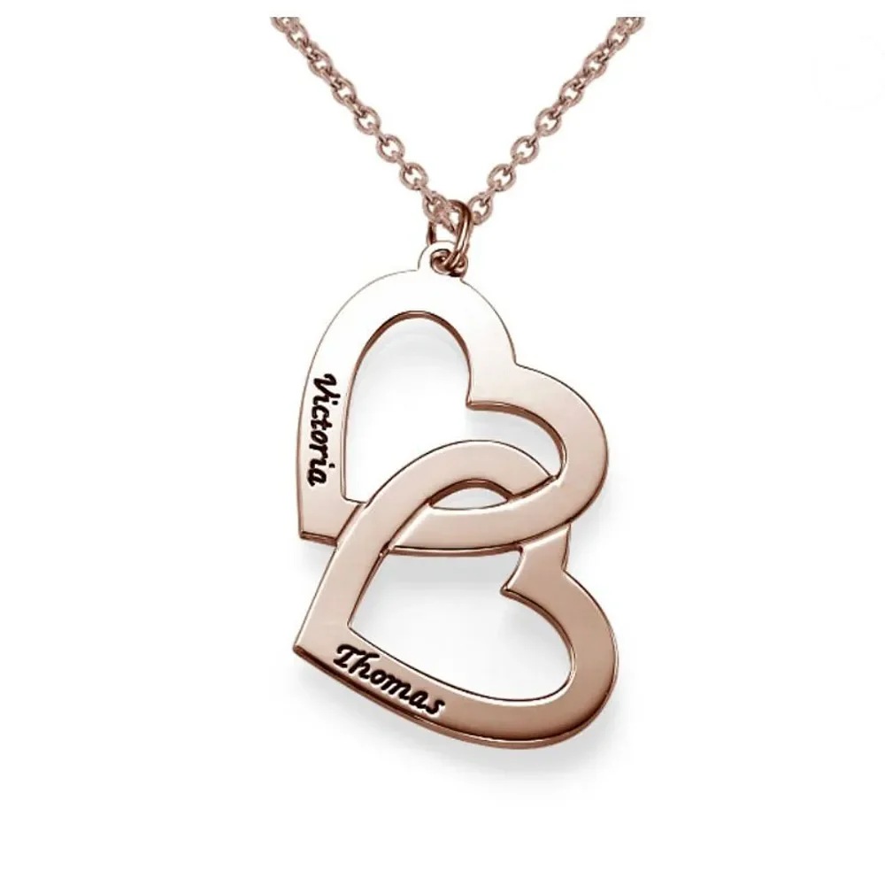 Gold & Silver Personalized Engraved Heart in Heart Necklace - FKJNKLU6175 - Image 3