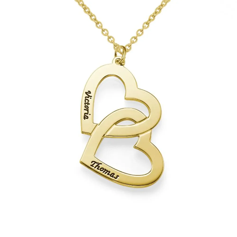 Gold & Silver Personalized Engraved Heart in Heart Necklace - FKJNKLU6175 - Image 4