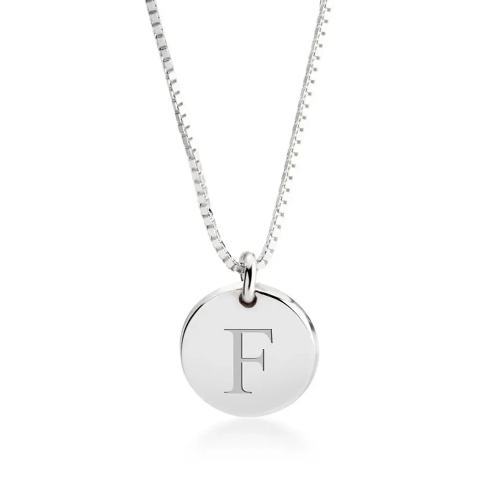 Gold & Silver Personalized Engraved Letter Disc Necklace - FKJNKLU6193 - Image 2