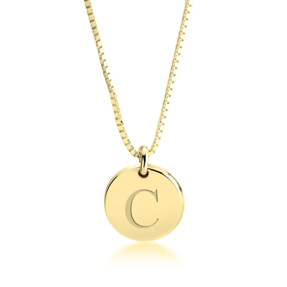 Gold & Silver Personalized Engraved Letter Disc Necklace - FKJNKLU6193 - Image 3