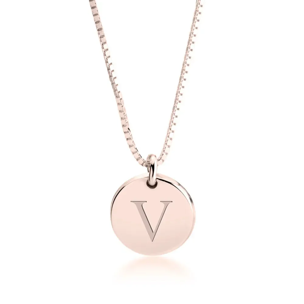 Gold & Silver Personalized Engraved Letter Disc Necklace - FKJNKLU6193 - Image 4