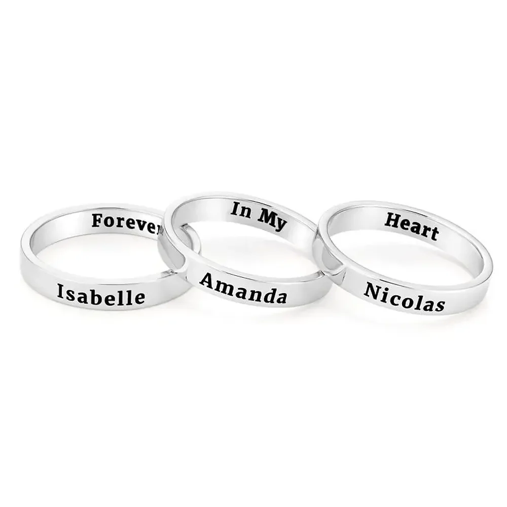 Gold & Silver Personalized Engraved Thin Band Ring - FKJRNU6226 - Image 3