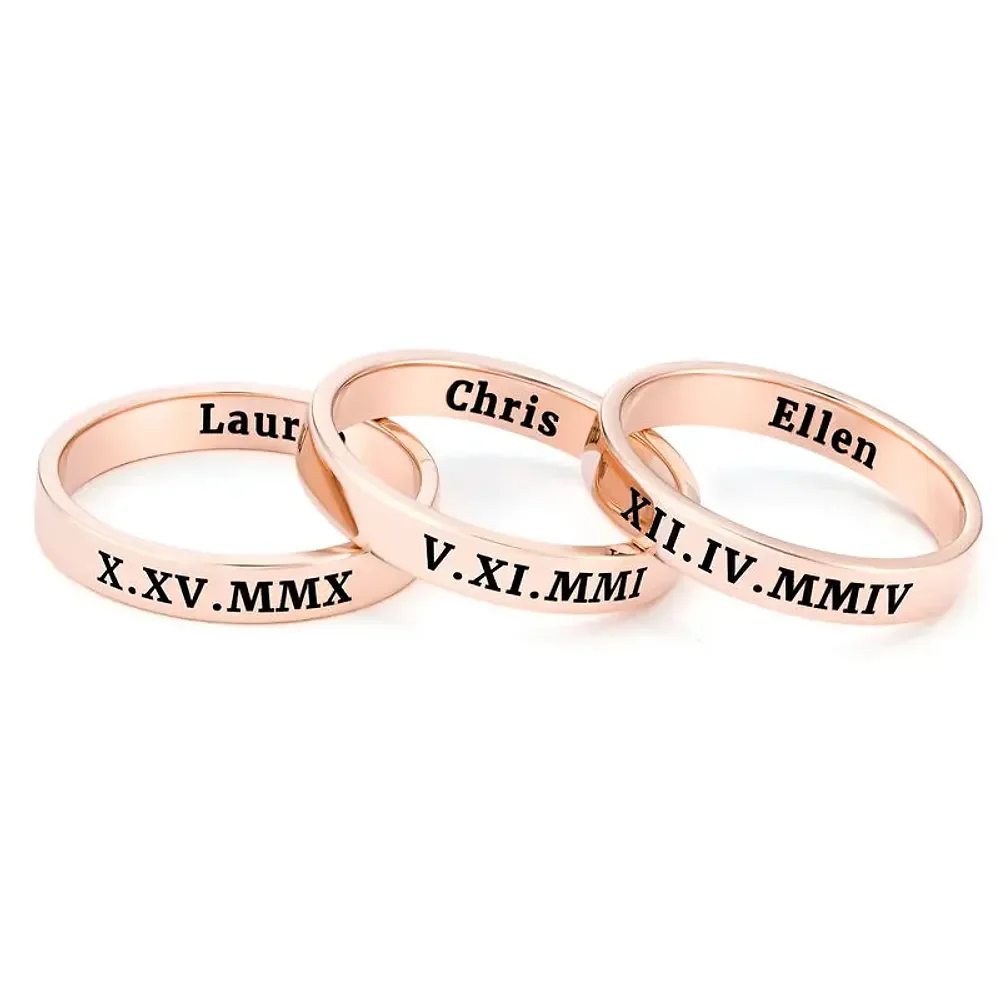 Gold & Silver Personalized Engraved Thin Band Ring - FKJRNU6226 - Image 7