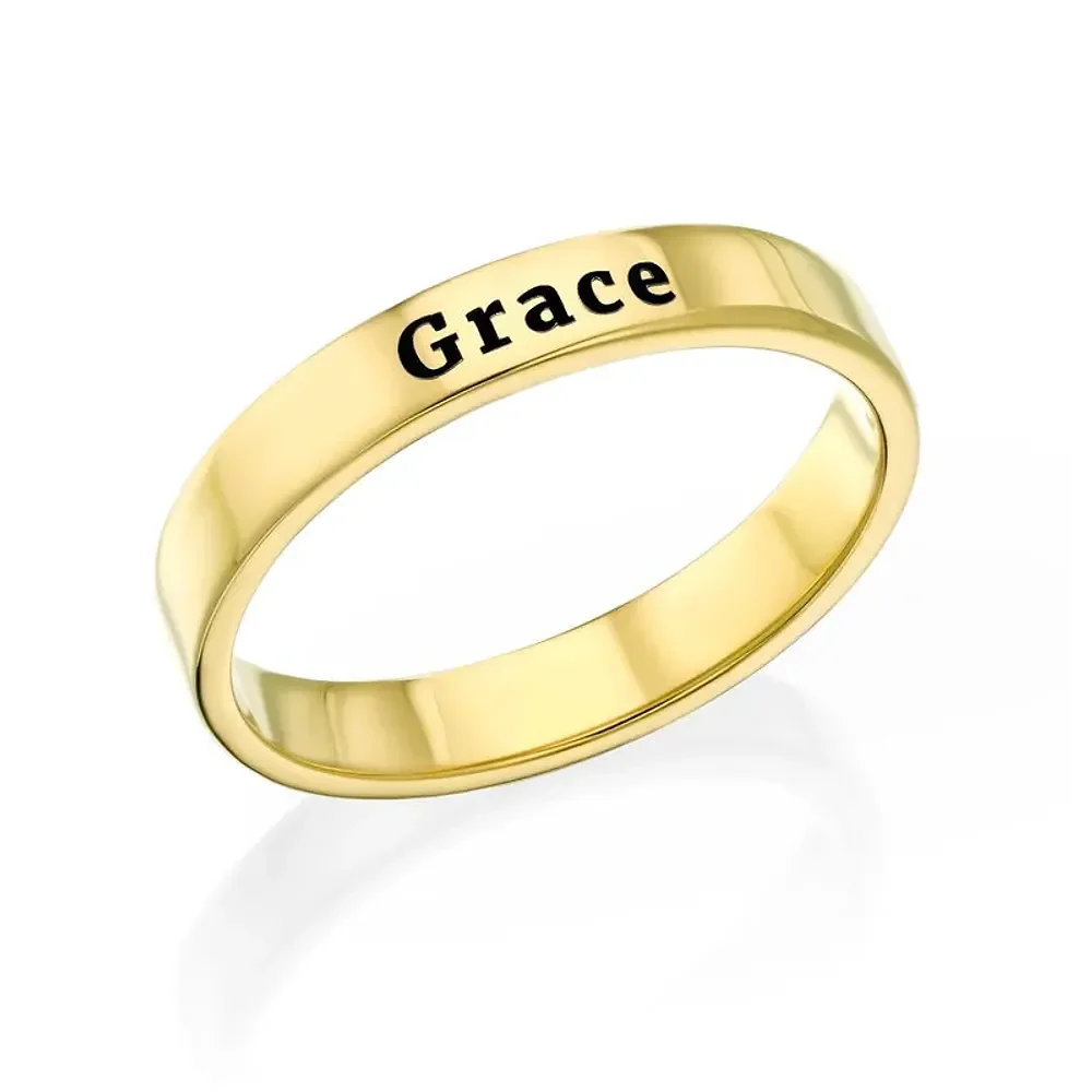 Gold & Silver Personalized Engraved Thin Band Ring - FKJRNU6226 - Image 9