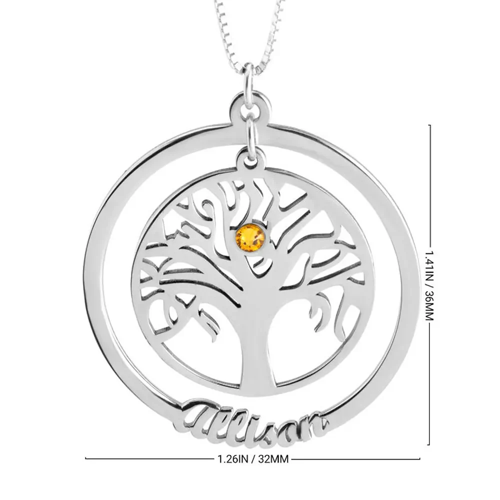 Gold & Silver Personalized Family Tree Necklace With Birthstone - FKJNKLU6206 - Image 6