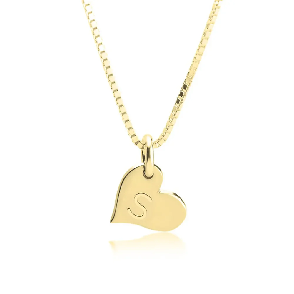 Gold & Silver Personalized Heart Initial Necklace - FKJNKLU6200 - Image 2