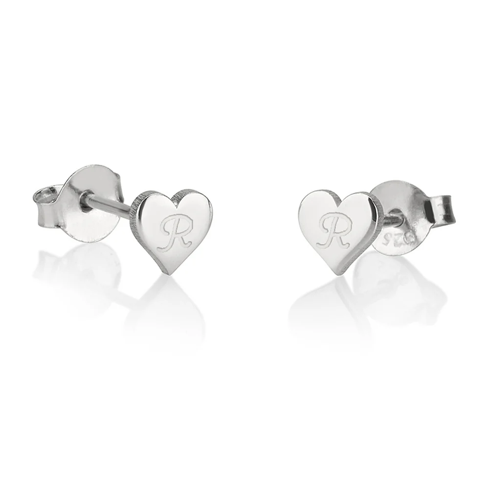 Gold & Silver Personalized Heart Initial Studs Earrings - FKJERNU6249 - Image 3