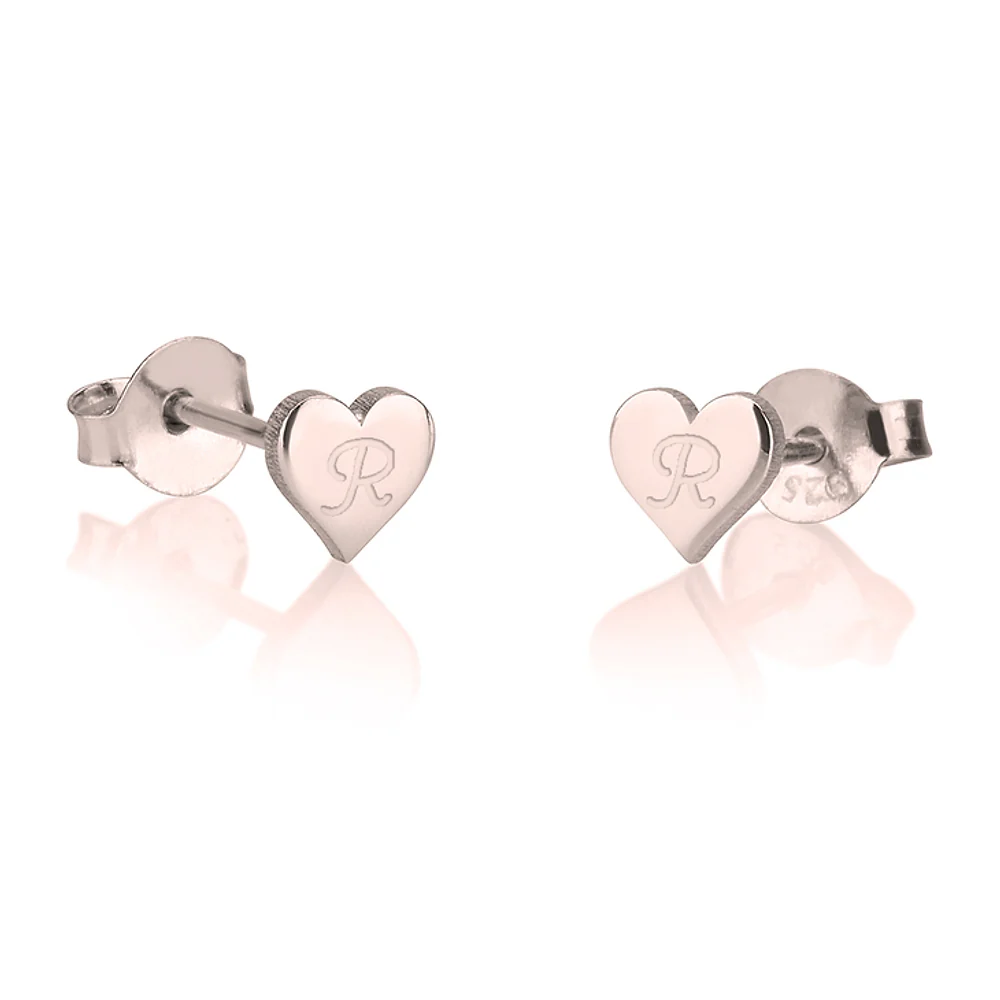 Gold & Silver Personalized Heart Initial Studs Earrings - FKJERNU6249 - Image 4