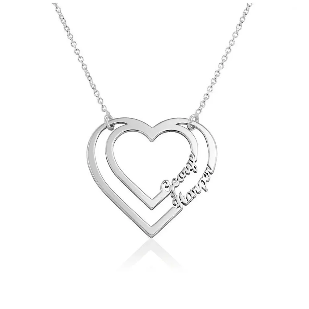 Gold & Silver Personalized Heart Pendant with Two Names Necklace - FKJNKLU6157 - Image 4