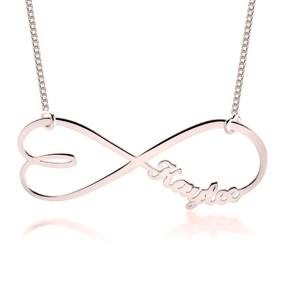 Gold & Silver Personalized Heart Shape Infinity Name Necklace - FKJNKLU6214 - Image 3
