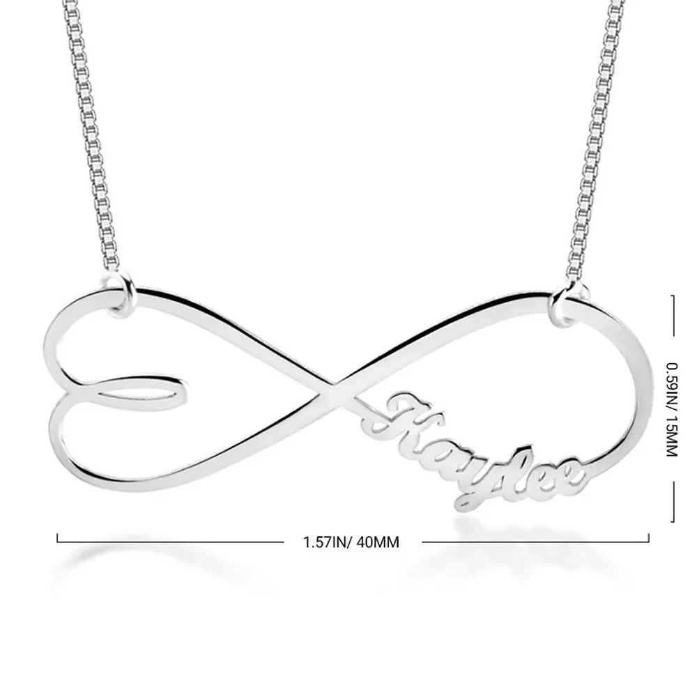 Gold & Silver Personalized Heart Shape Infinity Name Necklace - FKJNKLU6214 - Image 4