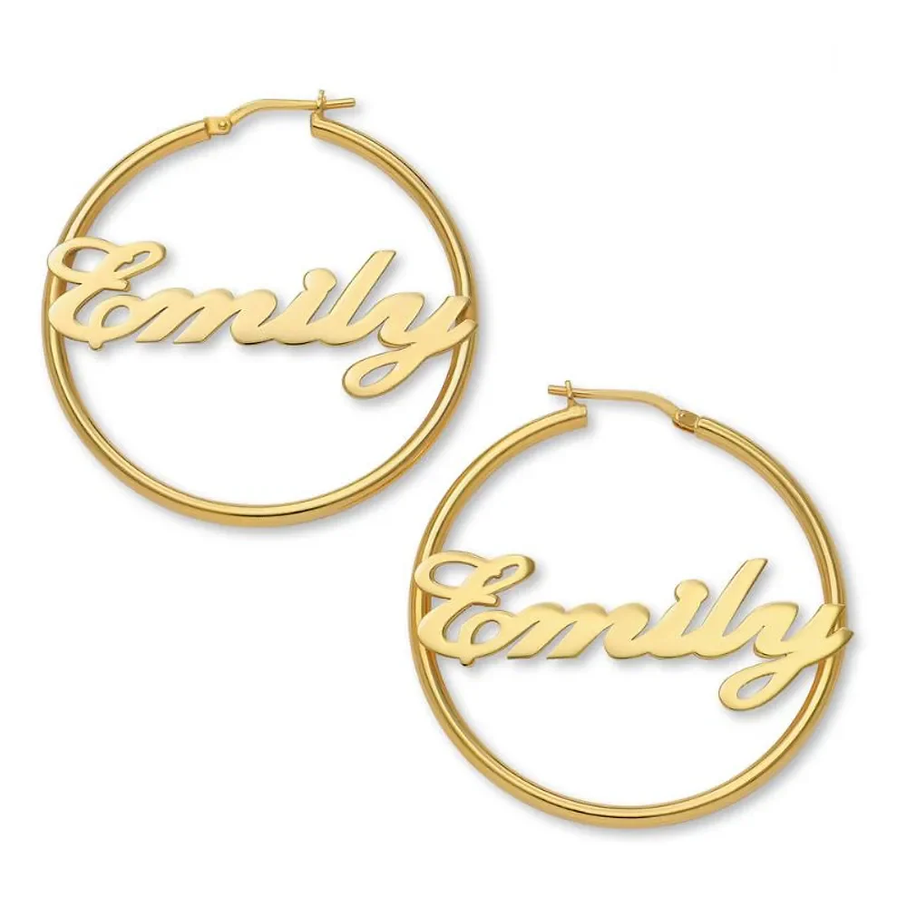 Gold & Silver Personalized Hoop Name Earring - FKJERNU6255 - Image 2